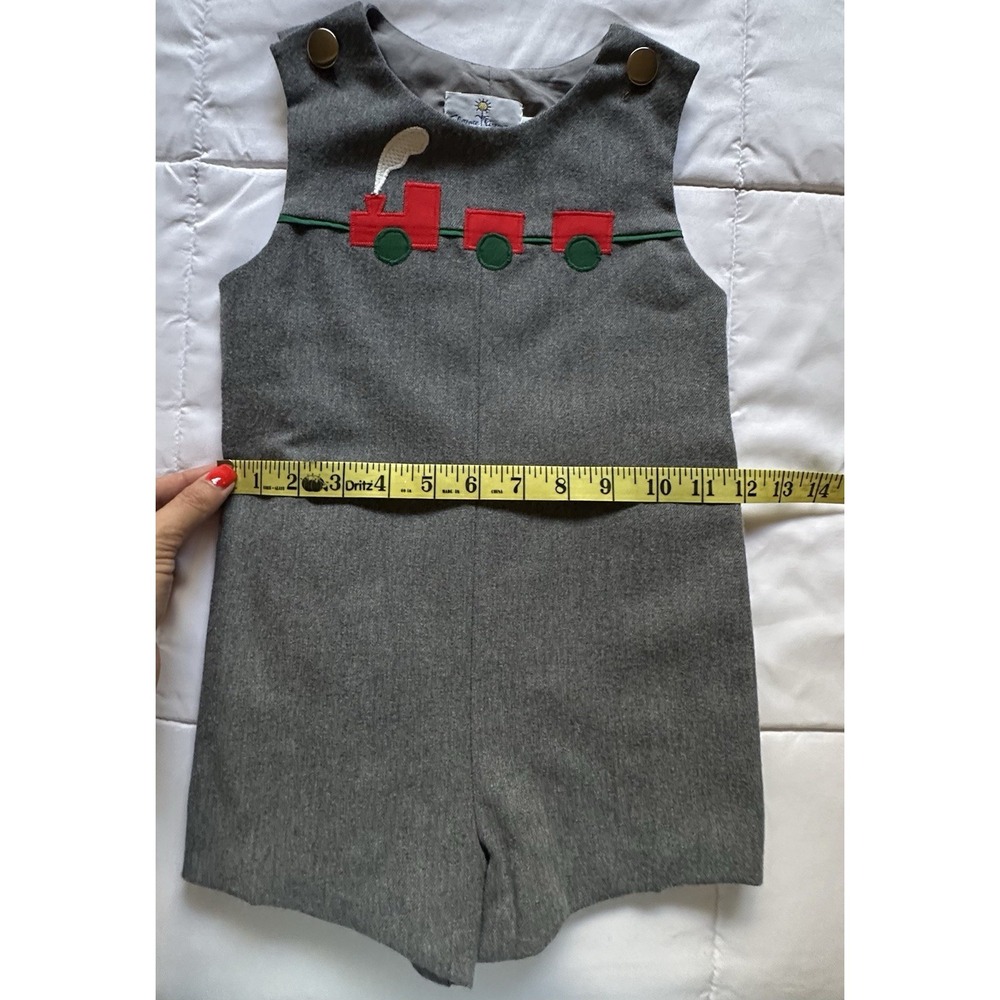 VTG Florence Eiseman IMAGNIN Grey Romper One Piece 4T Red Train - Picture 5 of 5